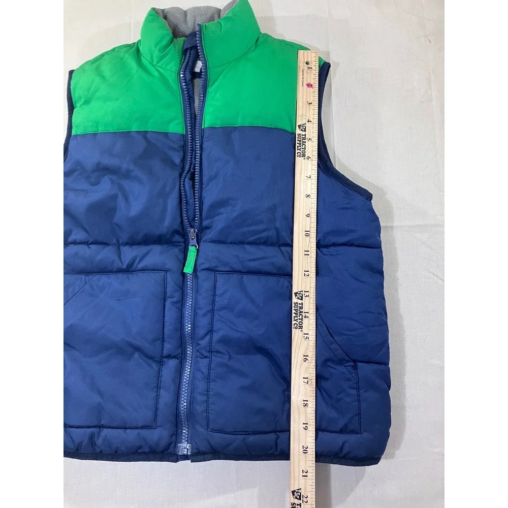 Old Navy Puffer Vest Green Blue Zip Up Pockets Boys Size‎ M